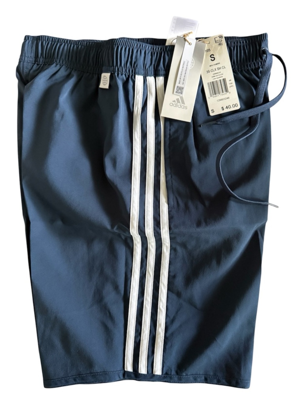 adidas Navy Blue Shorts with White 3-Stripe
